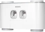 YaSao ecoco Automatic Squeeze Toothpaste Set Wall-Mounted Toothbrush Holder with 2 Toothpaste Dispensers 4 Cups and 5 Toothbrush Slots Toiletries Storage Rack Gray