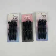 Conair Style & Clop Styling Clips Black Mega Hold Lot of 3 (9 Pcs)