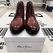 Robert Graham Hyperspace Skull & Logo Embossed Leather Lace Up Boots
