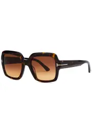 Tom Ford Kaya Square-frame Sunglasses, Sunglasses, Square Frame, Brown Havana, Designer Engraved Lenses, 100% UV Protection ONE SIZE