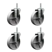 5 Inch Semi Steel Wheel Swivel 5/8 Inch Threaded Stem Caster Set Service Caster