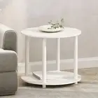 Gem Round White Metal Round End Coffee Table with Storage Shelf