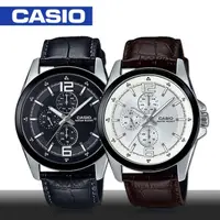 在飛比找momo購物網優惠-【CASIO 卡西歐】送禮首選_大鏡面_三眼石英男錶_4.2