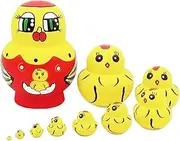 Russian Nesting Dolls Chicken, Wooden Toy Crafts, Animal Pattern Nesting Toys, Poultry Pattern Stacking Toys, 10x Nesting Dolls Set, Chicken Nesting Dolls, Wooden Animal Toys, Stacking Dolls for Kids