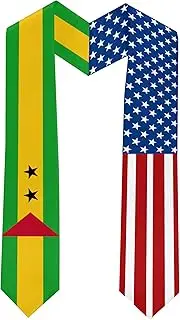 [Ruchikaj] 2025 Sao Tome and Principe Flag and USA Flag Graduation Stole Graduation Sash for International Student (Baccalaureate Gown and Hat Not Included), Sao Tome and Principe and Usa
