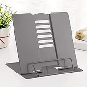 Desk Book Stand Metal Reading Rest Book Holder Angle Adjustable Stand Document Holder Portable Sturdy Lightweight Bookstands-Textbooks Tablet Music Books Cook Recipe (Grey)
