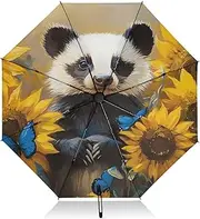 [PDZRMY] Honey Badger Cute UV Protection Travel Umbrella Compact for Rain and Sun - Auto Open and Close UPF 50+ Windproof Portable 46” Sun Umbrella for Women and Men