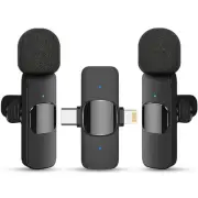 2 in 1 Wireless Lavalier Microphone for iPhone iPad and Android Phone, Plug a...