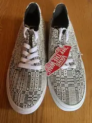 Vans Camden Optical Woven Deluxe Womens Size 9M Black Beige Skate Shoes