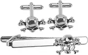 [MOBUTOFU] Skull Design Tie Clip Set for Men Wedding Tie Clip Bar Business Casual Metal Tie Clamp Accessories