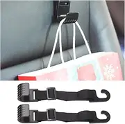 AUCELI Car Headrest Hook, 2 Pack Adjustable Hooks for Handbag Purse Coats Grocery Bags, Universal Seat Back Storage Hanger Holder Hooks Organizer, Strong and Durable Car Interior Accessories