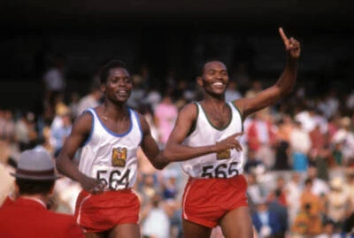 Olympics Kenya Kip Keino victorous after winning Men's 1500M Final- Old Photo