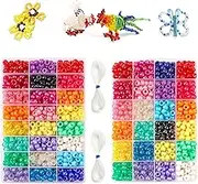 Pony Beads, 1900 pcs 9mm Pony Beads Set in 24 Colors with Elastic String for Bracelet Jewelry Making
