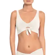 Robin Piccone Ava Knot Front Bikini Top in White at Nordstrom, Size Medium