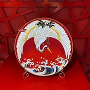 Generic DIY Filigree Cloisonne Enamel Paint by Numbers Kit,Red Bird,Pre-Drawn Painting for Adults Beginners and Kids,8"" Diameter Canva, Folk Art, NUMCraneatNightY8-RedCrane2