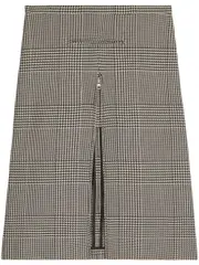 Courrèges Zip-Detailed A-Line Checked Midi Skirt FR34,FR36,FR40 Black/Sand Beige