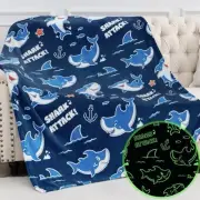 Shark Throw Blanket Glow in the Dark kids gift Teens 50x60