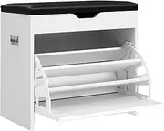 Artiss Shoe Storage Cabinet Bench Box Drawers Adjustable Shelf Stand Organiser Benches Seat Stool Organizer Home Decor Indoor Outdoor Bedroom Hallway Furniture, Durable and Strong White 15 Pairs