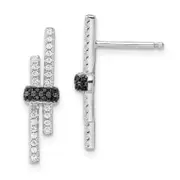 Sterling Silver Brilliant Embers Rhodium-Plated 72 Stone Black Spinel And Micro Pav Cz Earrings