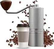 M l Coffee Grinder - Stepl Adjustable Settings Portable Hand Coffee Mill with CNC Stainl Steel Conical Burr Bearing Positioning Coffee Grinder for Home Use/Office/Travel and Grey