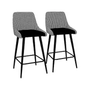 Kane Bar Stool (Set of 2) - Houndstooth Fabric Black Legs