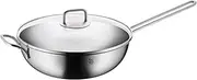 [WMF] Wok Induction 30 cm with Glass Lid Polished Cromargan Stainless Steel Uncoated Oven Safe