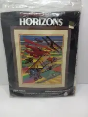 Vintage 1982 Monarch Horizons Arial Cicus LS 60 Longstitch Neeblepoint 16x20 USA