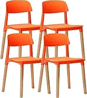 SJIALEN Dining Chair,Home Lazy Chair Computer Bedroom Balcony Plastic Home Chair Milk Tea Shop Lounge Chairs Set of 4 Chairs(Color:Orange)