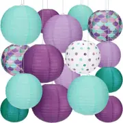 Bencailor 16 Pcs Mermaid Paper Lanterns Mermaid Party Birthday,Baby Shower,Chris