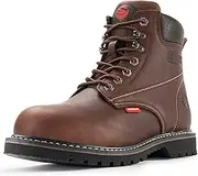 [SUREWAY] Mens Heavy Duty Soft/Steel Toe Work Boots for Men,Goodyear,Durable Comfortable Proved, Full Grain Leather Working Construction Boot,Slip/Oil/Water Resistant Industrial Safety Shoes