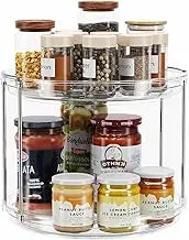 2 Tier Lazy Susan Turntable Organizer 9.25'' Rotating Spice Rack Organization for Cabinet, Kitchen, Pantry, Countertop, Bathroom, Vanity, Makeup Medicine Cabinet Organizer, Clear