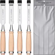 4 Piece Wood Chisel Set for Woodworking Professional CRV Steel Sharp Bevel Ed...