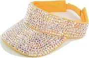 [Qian Yang] Bling Victoria Visor with Rhinestone! Sun Hats Women's Visor Beach Visor!Sport Sun Visor Hats Adjustable Summer Cap