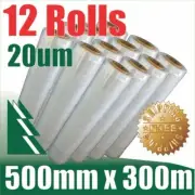 12 Rolls 500mm x 300m 20um Clear Stretch Film Pallet Wrap Wrapping BEST PRICE