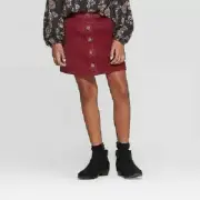 Art Class Girls Burgundy Corduroy Snap Button Down Skirt, 6-6X, 7-8 M, 14-16 XL