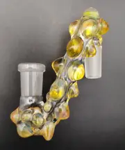 14mm Yellow Glass Hobnail Drop Down Attachment Adapter