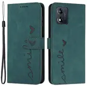 Flip Shell For Motorola Moto E13 4g With Strap Imprinted Heart Shape Wallet Leather Phone Stand Case