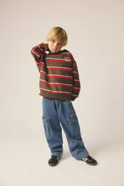 [Cotton On Kids] Cotton On Kids - Super Baggy Jean - Blue haven mid blue/cargo 7 BLUE HAVEN MID BLUE/CARGO