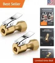 Durable 250 PSI Air Chuck with Locking Clip - Heavy Duty, Yellow Brass, 2 Pack
