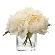 Cream Fake Flowers with Vase Hydrangea Artificial Flowers in Vase Cream #23
