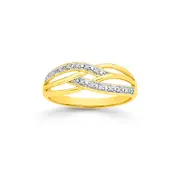 9ct Gold Diamond Triple Crossover Ring