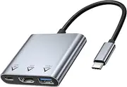 ULT-WIIQ USB C Hub 3-in-1 with USB C to HDMI Adapter 4K@60Hz, USB C 100W PD Fast Charging, USB 3.1 10Gbps High Speed Data Transfer for MacBook Pro/Air Ipad Pro and More USB Type-C Device.