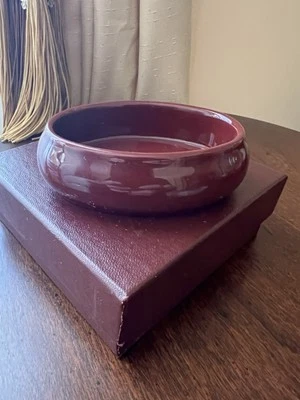 Framework Miniature Needlework Trinket Box Oval Burgundy Made In USA