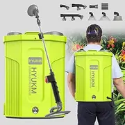 HYUKM Battery Powered Backpack Sprayer 4.7 Gallon, 100 PSI Electric Sprayer with Mix Funcation, Garden Yard Sprayer with Tensile Stainless Steels Wand, 9 Nozzles and Wide Mouth Lid
