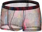 [Generic] Men's See Through Boxers Briefs Sexy Low Rise Pouch Trunk Underwear Soft Mesh Breathable Boxers Briefs