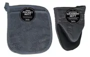 CHARCOAL Grey Pocket Potholder Mitt & Oven Grabber Mitt Set, by Kay Dee