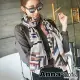 【AnnaSofia】圍巾披肩-藝術繪塊彩調 拷克邊棉麻感 現貨(豆沙粉邊)