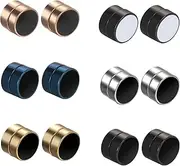 [Rofusn] Punk 6-12mm Stainless Steel Black Magnetic Non-piercing Clip On Fake Cheater Stud Earrings for Men Women