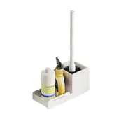 Bathroom Wall Mount Toilet Brush Creative Cleaning Set with a 2-in-1 Toilet Brush and Storage Holder White