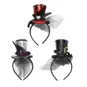 Vintage Top Hat Pillbox Hat Feather Top Hat Hair Hoop for Halloween Party